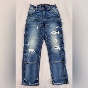 American Eagle Jeans Mens 26x28 Flex  Blue Original Denim Slim double‎ knee